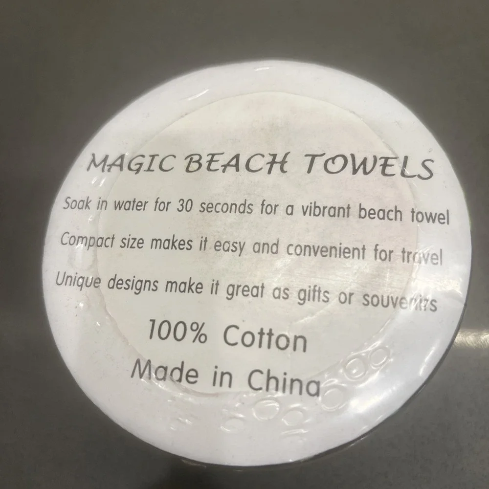 NEW-Magic Beach Towel Compressed 100% Cotton Parrot Tropical